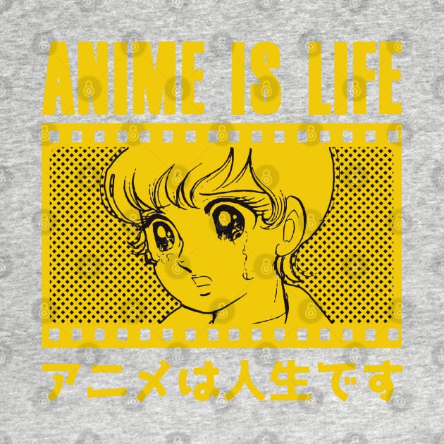 Anime is Life Otaku, Vintage Retro Yellow by Issho Ni